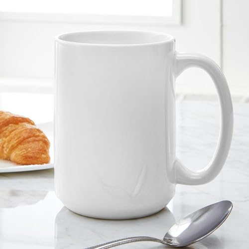 Taza grande de cerámica 15 oz color blanco miniatura 4