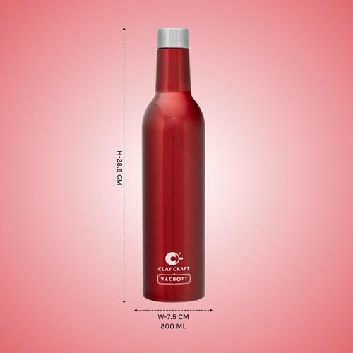 Image of Clay Craft Vacbott IVY Wine Double Walled|18 Hours Hot and 24 Hours|Cold Vacuum Insulated Flask Bottle|2 Piece, 760 ml Steel Bottles for Travelling|BPA-Free|BIS Certified|1Year Limited Warranty