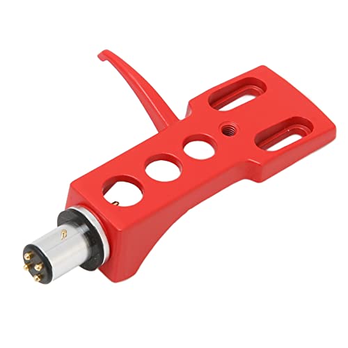 SIXRUN Porta Stilo in Vinile, Porta Cartuccia Fonografica in Lega di Alluminio per DJ e Giradischi HiFi con 4 Fili di Collegamento (rosso)