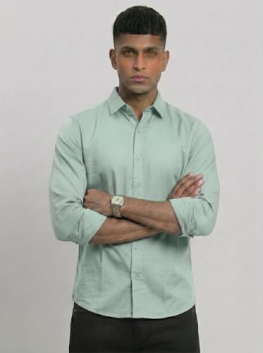 Image of DOXIC Men's Cotton Shirt with Spread Collar Neck Full Sleeves Classic Style Solid Pattern Regular Fit and Standard Length | Formal & Casual Wear Shirts