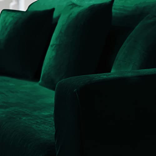 Image of HOKIPO 200 GSM Premium Velvet Sofa Cover 2 Seater Fully Covered, Hunter Green (AR-4737-HGR)