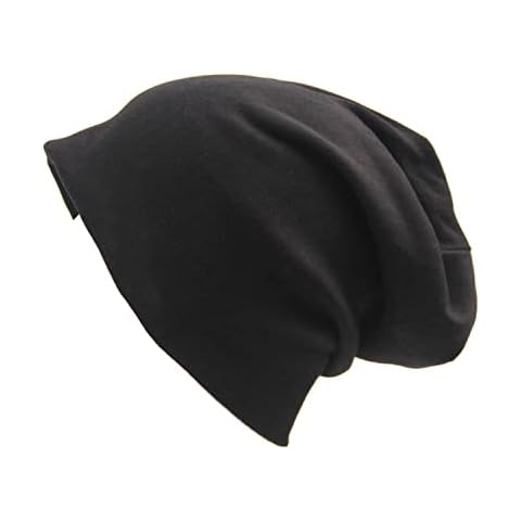 UTTPLL Unisex Baggy Cotton Beanies Lightweight Hip-Hop Soft Slouchy Stretch Beanie Hat Chemo Caps for Men Women Black One Size Cover