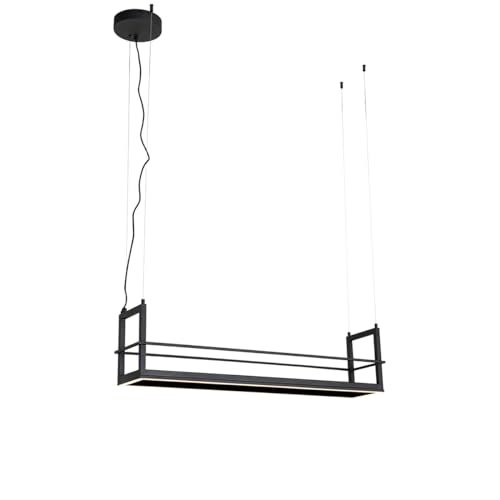 Qazqa Cage Rack Pendelleuchte – 4-flammig, Industriell, Schwarz Mit Mesh, Höhenverstellbar Für Wohnzimmer & Esszimmer