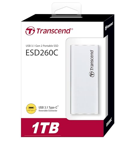 Image of Transcend 1TB External SSD USB 3.1 Gen 2, Type-C, ESD260C Portable External Solid-State Drive, Silver - TS1TESD260C