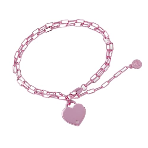 Alex and Ani AA784523SP,Heart Double Paperclip Chain Bracelet,Shiny Pink,Pink, Bracelets