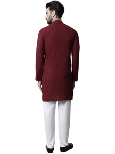 Maple Clothing Men's Chikankari Kurta Pajama Cotton Indian Wedding Outfit Party Bollywood Dress3