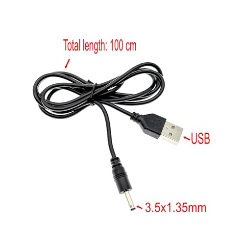 JZK USB auf 3.5 mm 5V Hohlstecker DC Stromkabel, Ersatz-Ladekabel für Foreo Luna, Ladekabel für elektrische Zahnbürste, passend für 3.5 mm x 1.35 mm Spitze