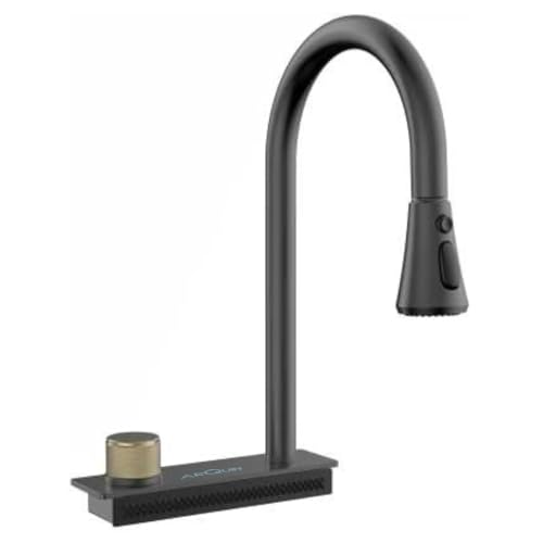 Image of ARQUIN Waterfall Kitchen Faucet with Pull Out Spray, 4 Water Outlet Modes, Hot and Cold Mixer Tap, 360 Rotating Faucet, Modern Kitchens Grey (Matte Finish)