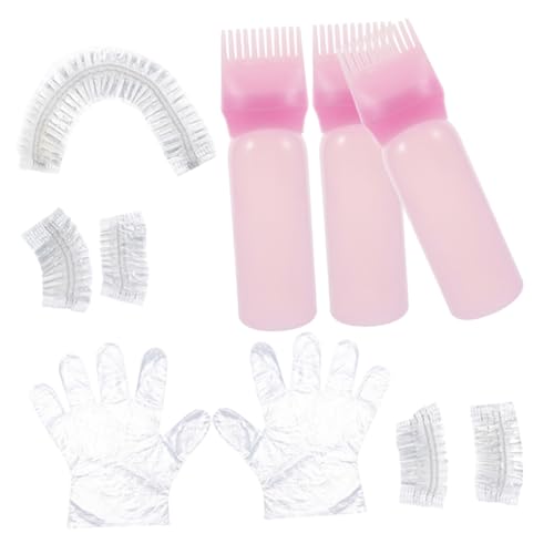 OATIPHO 1 Juego conjunto de color de pelo herramienta tinte para el cabello permanente kit de color de pelo Guantes equipo para teñir el cabello kit para teñir el cabello el plastico rosa
