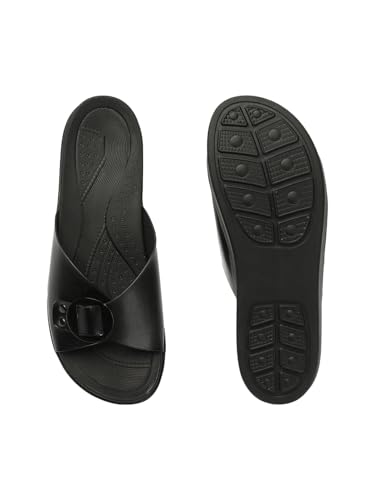 Image of Carlton London women's Flatform Comfortable Slide Sandals with Buckle