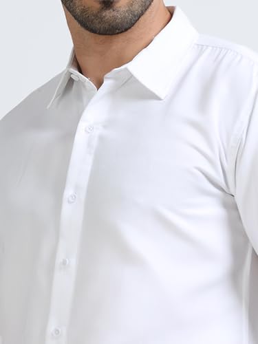 Image of Men's Solid Casual Shirt, Cotton Blend, Regular Fit, Spread Collar, Full Sleeve, Button Closure Perfect for Casual & Office Wear