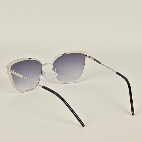 Image of Voyage UV Protected Cat-Eye Women Sunglasses for Women - (Grey Lens | Silver Frame | 5852MG2855)