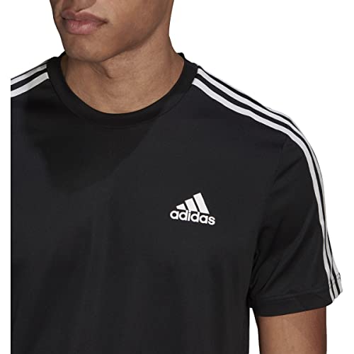 Adidas Men's Aeroready 3-Stripes Tee, Black/White, X-Large #TOP6
