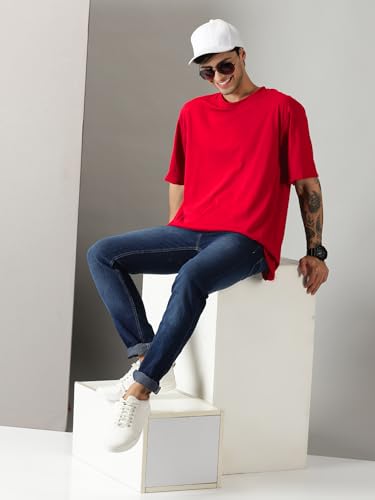 Image of RodZen Oversized Baggy Fit Half Sleeves Round Neck Solid Cotton Blend Combo T-Shirt for Men (Pack of 3)