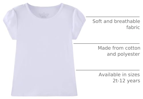 Image of Huata Girls Short Puff Sleeve Tee Basic T-Shirt 2 Packs Crewneck