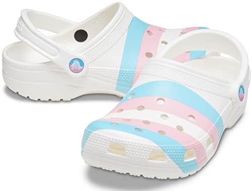 Image of Crocs Unisex-Adult Classic Graphic Clogs, Logo /White, 5 Women /3 Men