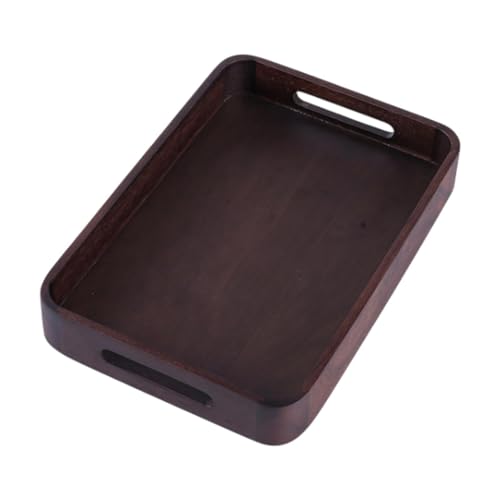 Ｂｅｓｇａ Walnut Wooden Serving Tray with Handles,Rustic,Coffee Tray Wood Bed Tray TV Tray Rectangle Decorative for Drinks Kitchen, S