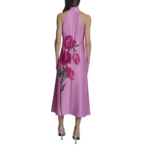 Image of Karl Lagerfeld Women's Sleeveless Halter Neck Satin A-line Maxi Dress