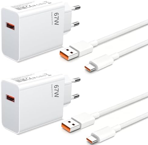 2er Pack 67W USB C Ladegerät Ladekabel für Xiaomi 17T, 15T, 14T, 13T, 12T | Redmi 17 Note 15, 15Pro+ 5G, 14Pro 14Pro+, 13 Pro, 12Pro, 15C, Poco F7 Ultra Pro, X7, M7, C75 Schnelllad