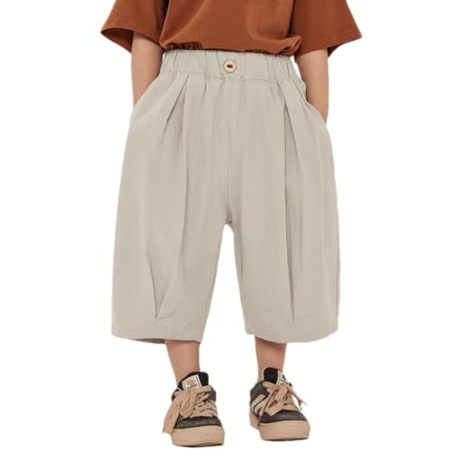 Dninmim Kids Thin Calf-Length Pants Boys Cotton Loose Casual Middle Pant