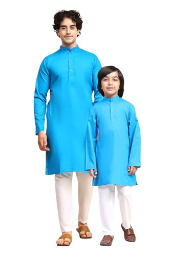 SKAVIJ Pure Soft Cotton Kurta Pajama Set Combo for Father and Son...