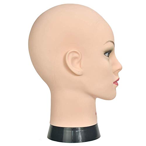 Davinona Trainingskopf für Kosmetologie, kahler Puppenkopf für die Herstellung und Ausstellung von Perücken, mit Tischklemme