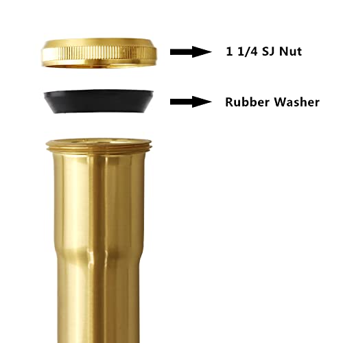 OPERMAXER Brass Slip Joint Extension Tube,11/4 Inch O.D x 12 Inch P Trap Extension Pipe with