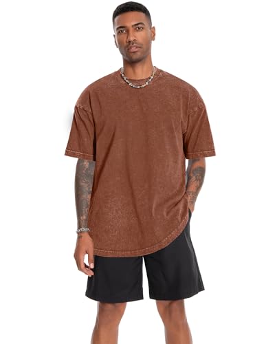 Image of Oversized Tshirts for Men Short Sleeve Vintage Washed Basic Loose Tees