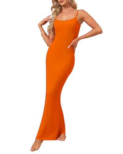 Image of AUSELILY Womens Bodycon Maxi Dress Square Neck Sexy Slip Long Dress | Sleeveless slip design with a long skirt line, Going out dress for celebrations, Style with heels
