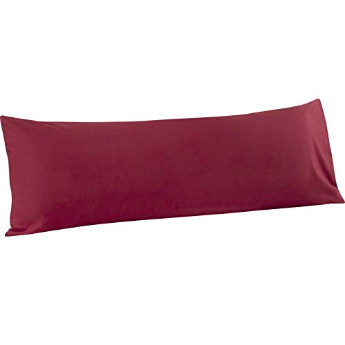 FLXXIE Body Pillow Cover - Super Soft Microfiber 20x54 Body Pillow Case - Envelope Closure, Wrinkle, Stain Resistant Wine Red Body Pillow Cover, 20x54, Wine Red