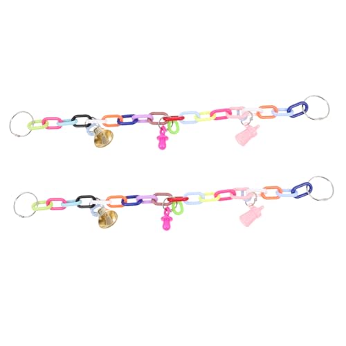 CIYODO 2Pcs Parrot Swing Durable Chain Bridges with Bells for Budgies Parakeets Cockatiels and Lovebirds Fun Bird for Active Play and Exercise
