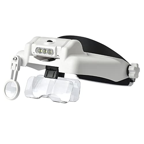 Lupa con diadema iluminada con lente intercambiable, 1.0X/1.5X/2.0X/2.5X/3.5X 8X Herramienta de reparación de lupa de visión