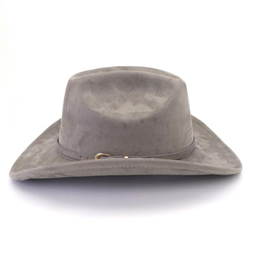 Image of Cowboy Hat Cowgirl Hat Men's & Women's Wide Brim Felt Fedora Hat with Buckle Belt Western Cowboy Hat for Women