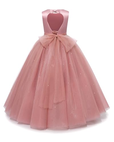 Flower Girl Dresses for Wedding Puffy Satin Tulle Princess Pageant Dress for Girls Crew Neck Tulle Bow Prom Ball Gowns2