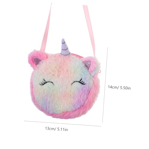 2pcs Plush Unicorn Coin Purses for Boys and Girls Cute Round Crossbody Bags Adjustable Strap Cartoon Storage Pouch for Girls Soft Fabric for Outdoor and Daily Use2