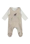 Sterntaler Strampler Set Pünktchen – 2-teilig – Baby Strampler aus Jersey mit Esel Emmi Applikation & Langarmbody – bequemer Unisex Zweiteiler ab Geburt - Druckknöpfe im Schritt – Natur – Größe 68