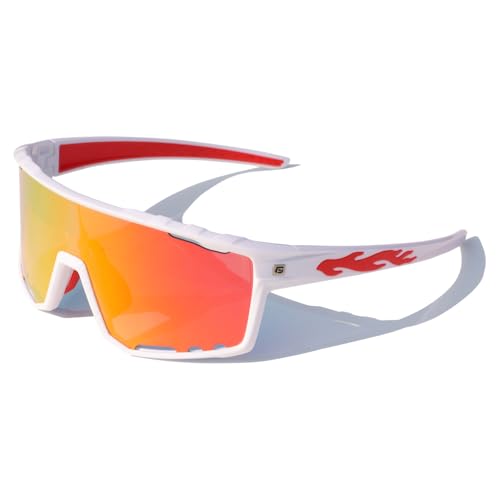 PAIS Photochromic Sport Sunglasses for Big Heads, Man Women XXL Shades - Wide Temple Fit, Flame Motif, Cycling Biking Running3