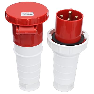 380-415V 63A Electrical Cord Connector, IP67 Waterproof 4 Pin Power Plug Socket Kit for 3P+E Wiring Projects, Industrial Connector