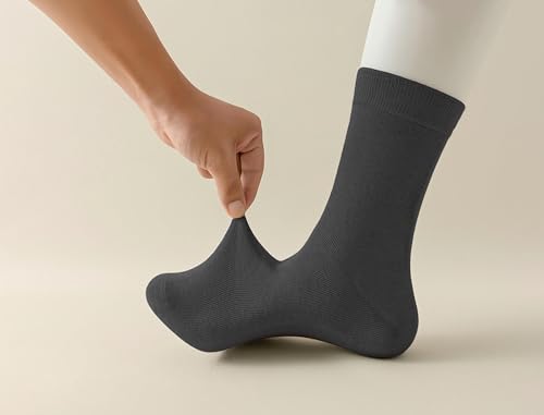 5 Pairs Men's Solid Crew Socks Casual Socks Crew Knit Socks Size 8-154