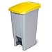 Poubelle à pédale avec roulettes, capacité 60 litres, HxLxP 700 x 380 x 490 mm, gris corpus, couvercle jaude