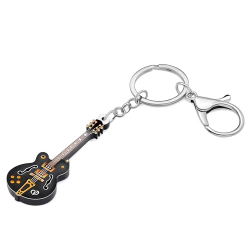 WEVENI Acrylic Music Bass Electric Guitar Keychains for Women Girls Instrument Jewelry Gifts Accessories Purse Wallet Charms (Black Violin A)2