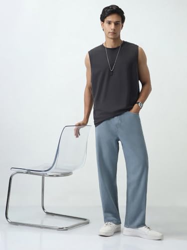 Urbano Fashion Store Urbano Fashion Men's Grey Loose Baggy Jeans - Image 6
