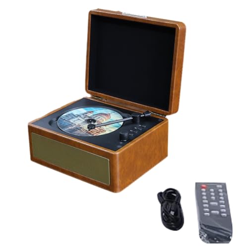 Wzxksoac Altavoz Bluetooth inalámbrico portátil, reproductor de CD retro multifuncional, reproductor de audio marrón
