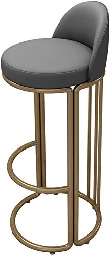 Tabourets de bar gris en simili cuir avec dossier et repose-pieds pour comptoir de cuisine
