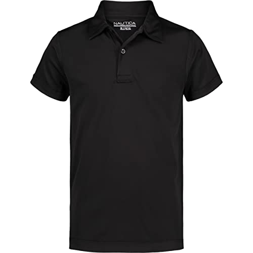 Nautica Boy's School Uniform Sensory-Friendly Short Sleeve Performance Polo, Black, 5 - image 1
