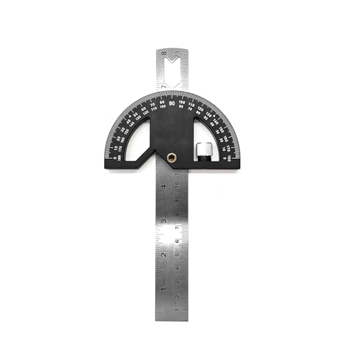 WEITARI Protractor Angle Finder 8-Inch Woodworking Ruler, Adjustable Stainless Steel Angle Ruler, Angle Finder Tool with 0-180 Degrees Angle Measuring Tool for Home Improvement Carpentry Work