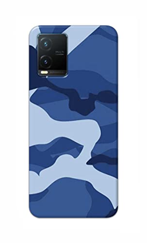 Image of Printed Hard Back Cover Case for Vivo T1x Back Cover (Army Blue Pattern) -702