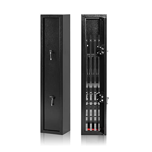 Gun Safe Rifle, 4 Gun Safes for Home Rifles and Shotguns, Metal Long Gun Security Cabinet for Pistol Handgun Rifles Shotguns Firearms Ammo