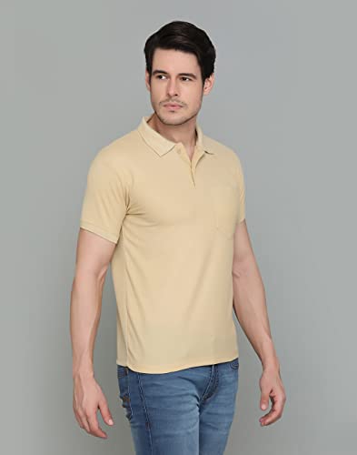 Image of INKKR Men's Polo Neck Half Sleeve Cotton Blend Regular Fit T-Shirt With Pocket