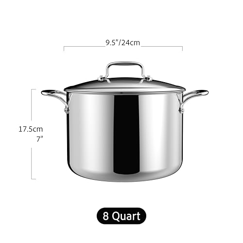 Image of 8 Quart Stainless Steel Stock Pot, 5-Ply Soup Pot